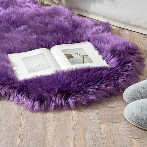 Mercer41 Letoya Handmade Faux Sheepskin Purple Rug Wayfair